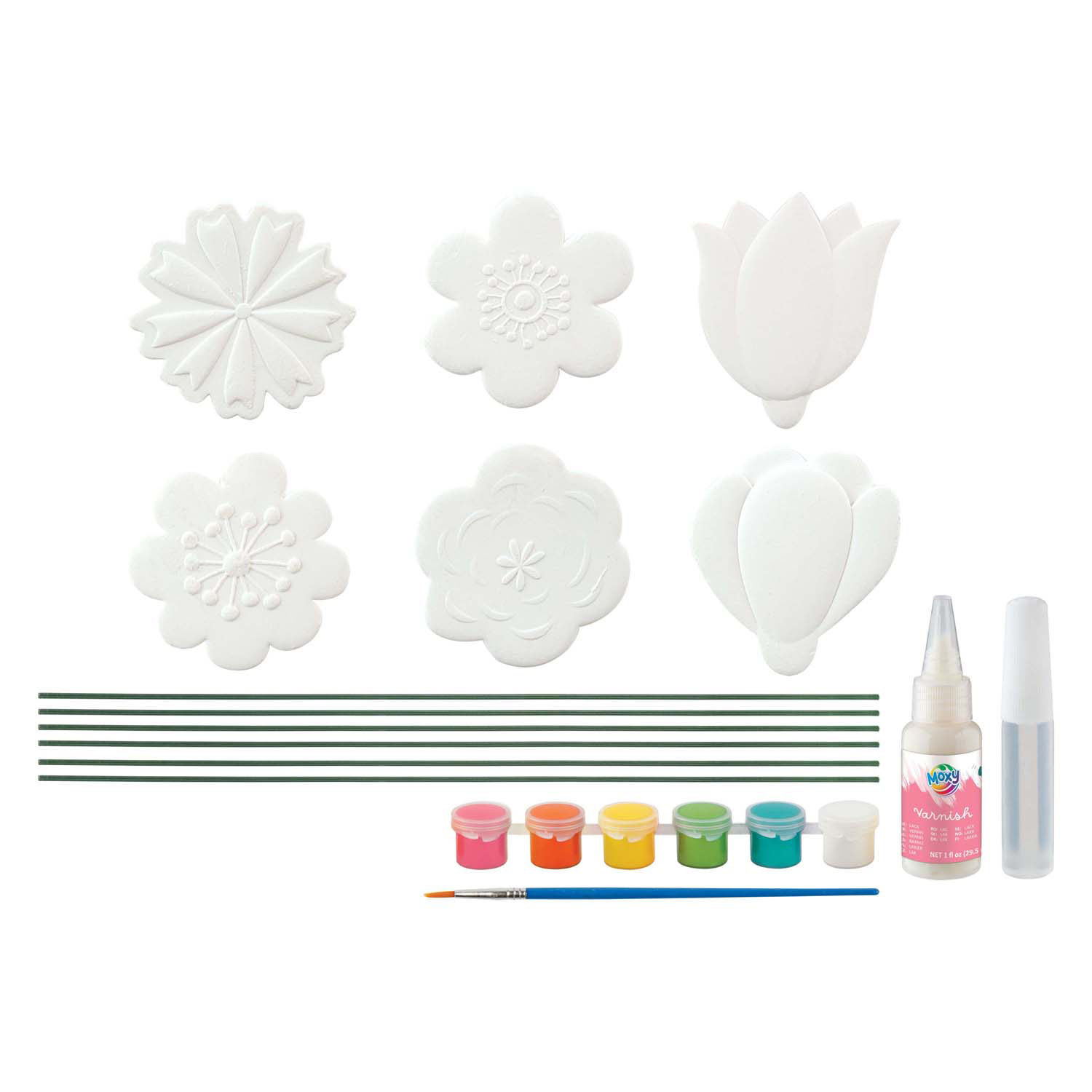 Créez vos propres brochettes de jardin avec 6 couleurs de peinture et 1 pinceau inclus.