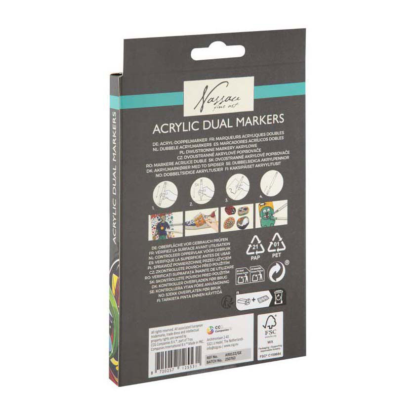 Nassau Acrylmarker-Set mit Doppelspitze - 6 Stück.
