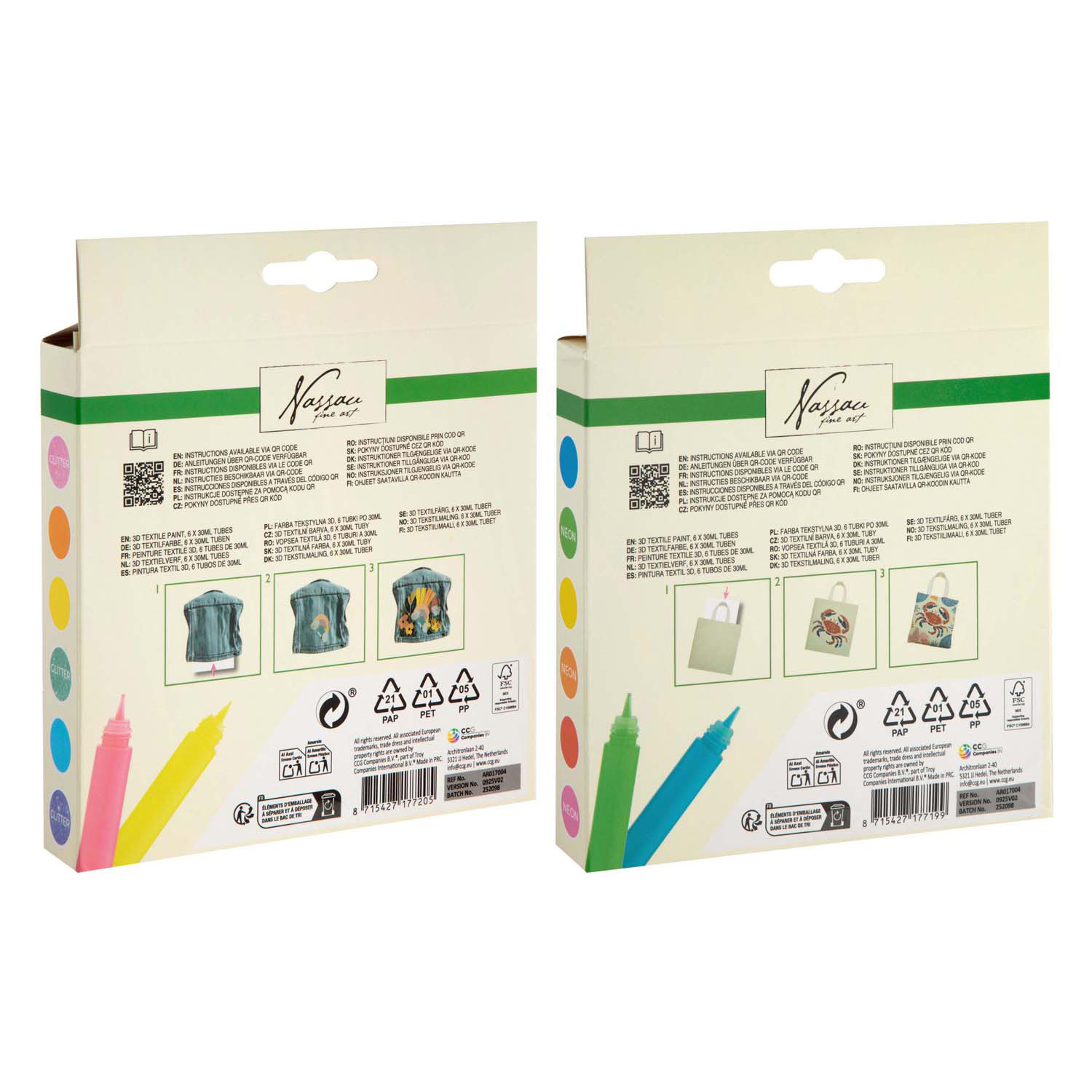 Nassau 3D Textielverf Set - 6st.