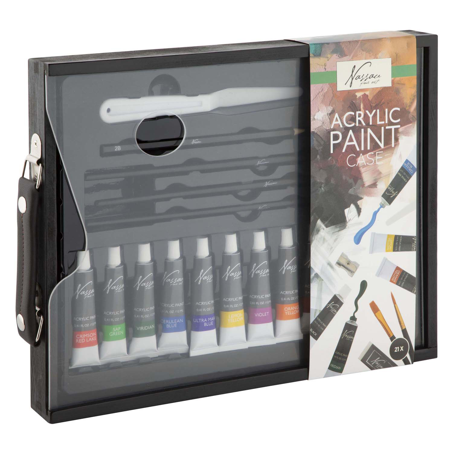 Nassau Zwarte Houten Koffer Acryl Set - 21dlg.