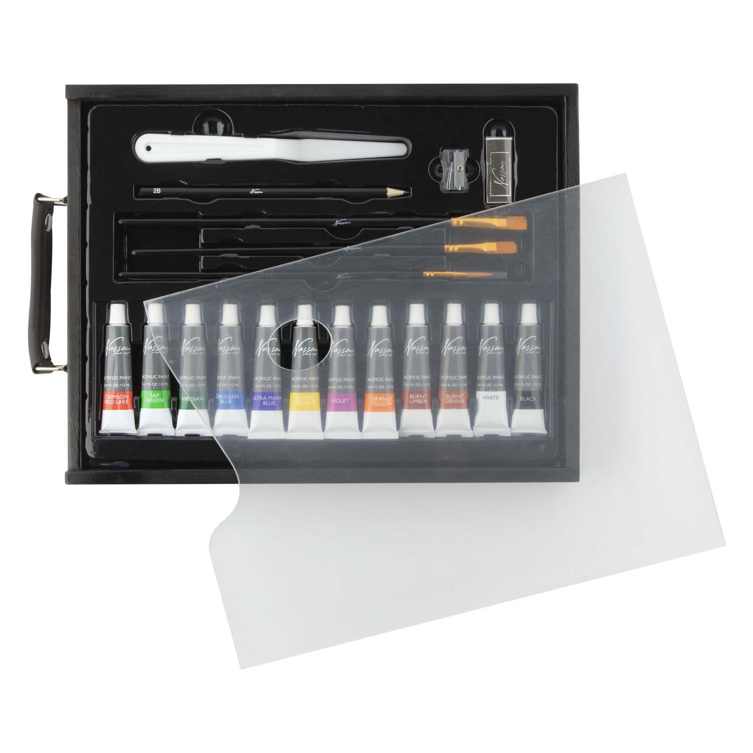 Nassau Zwarte Houten Koffer Acryl Set - 21dlg.