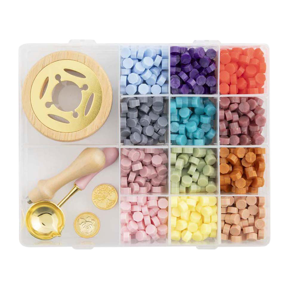 Lakzegel Set - incl. 12 Kleuren, 2 Stempels & Lepel