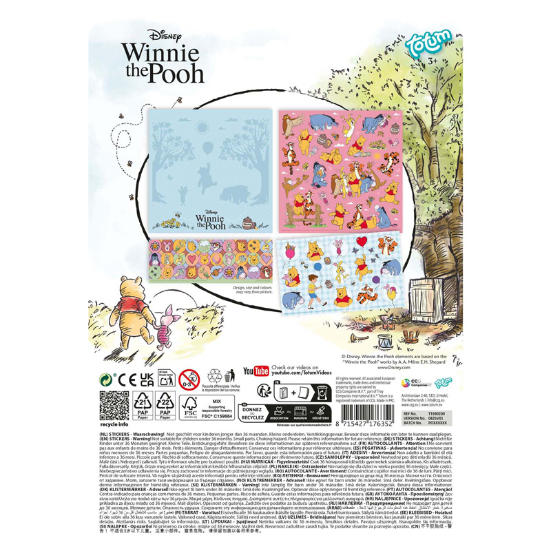 L'ensemble complet d'autocollants Winnie l'Ourson