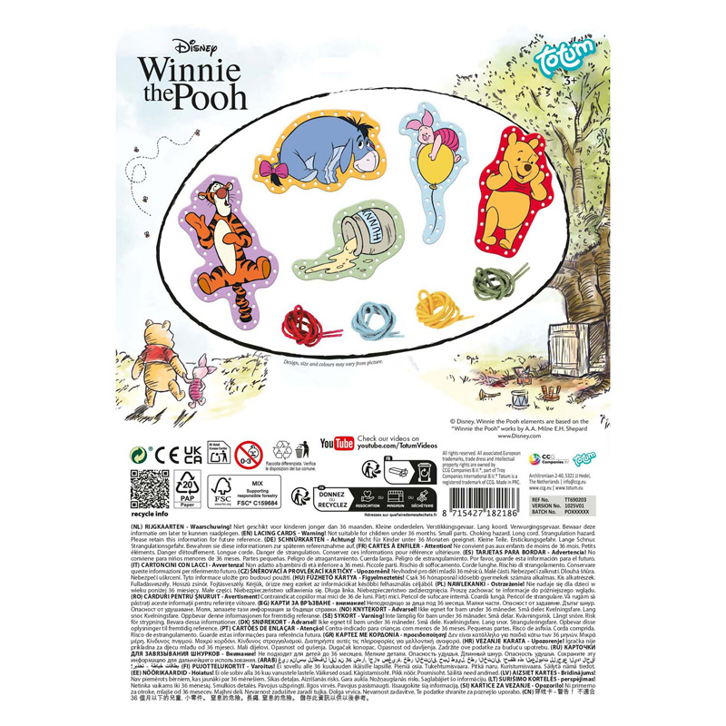 Totum Winnie de Poeh Rijgkaarten incl. Veters - 5st.