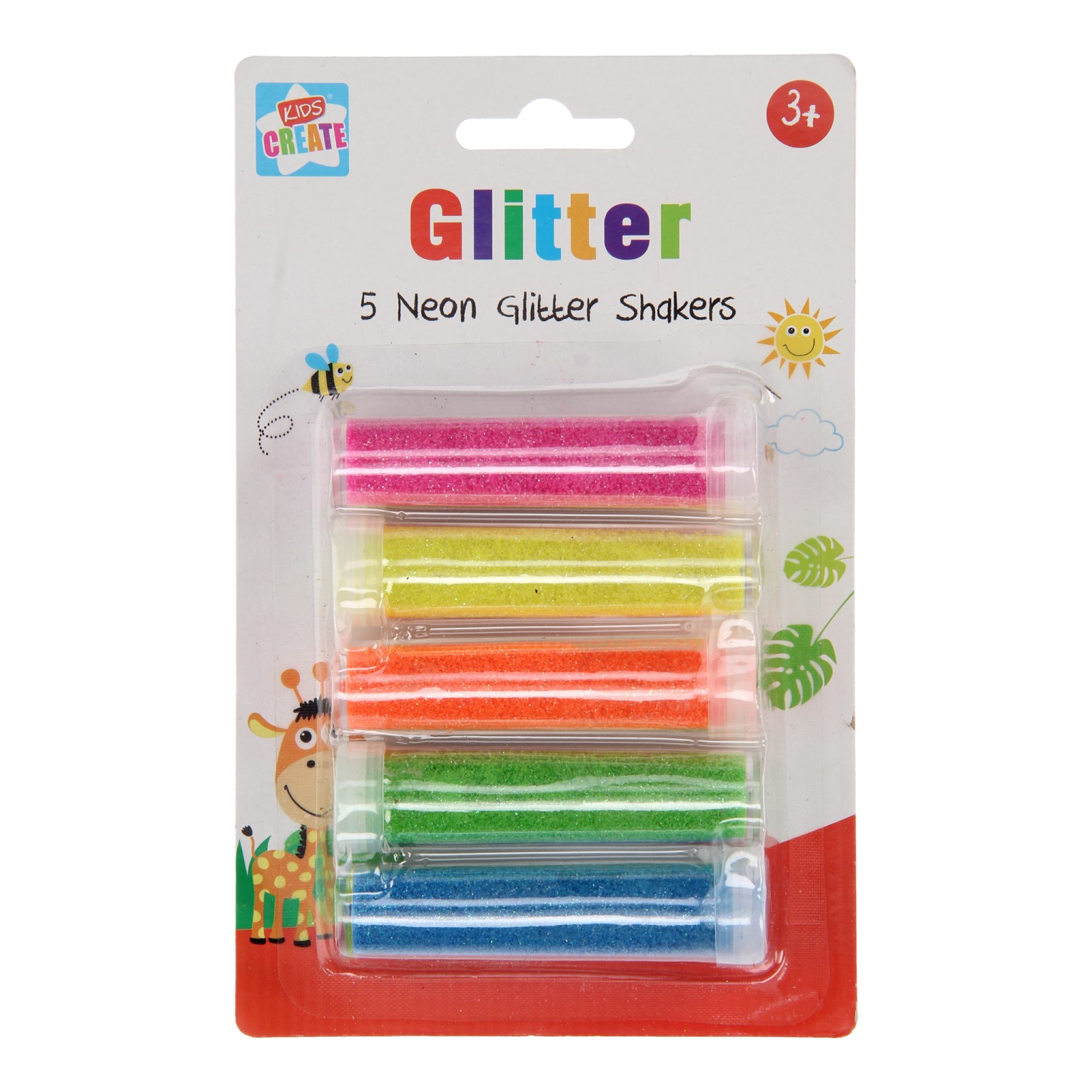 Neon Glitter Shakers, 5st.