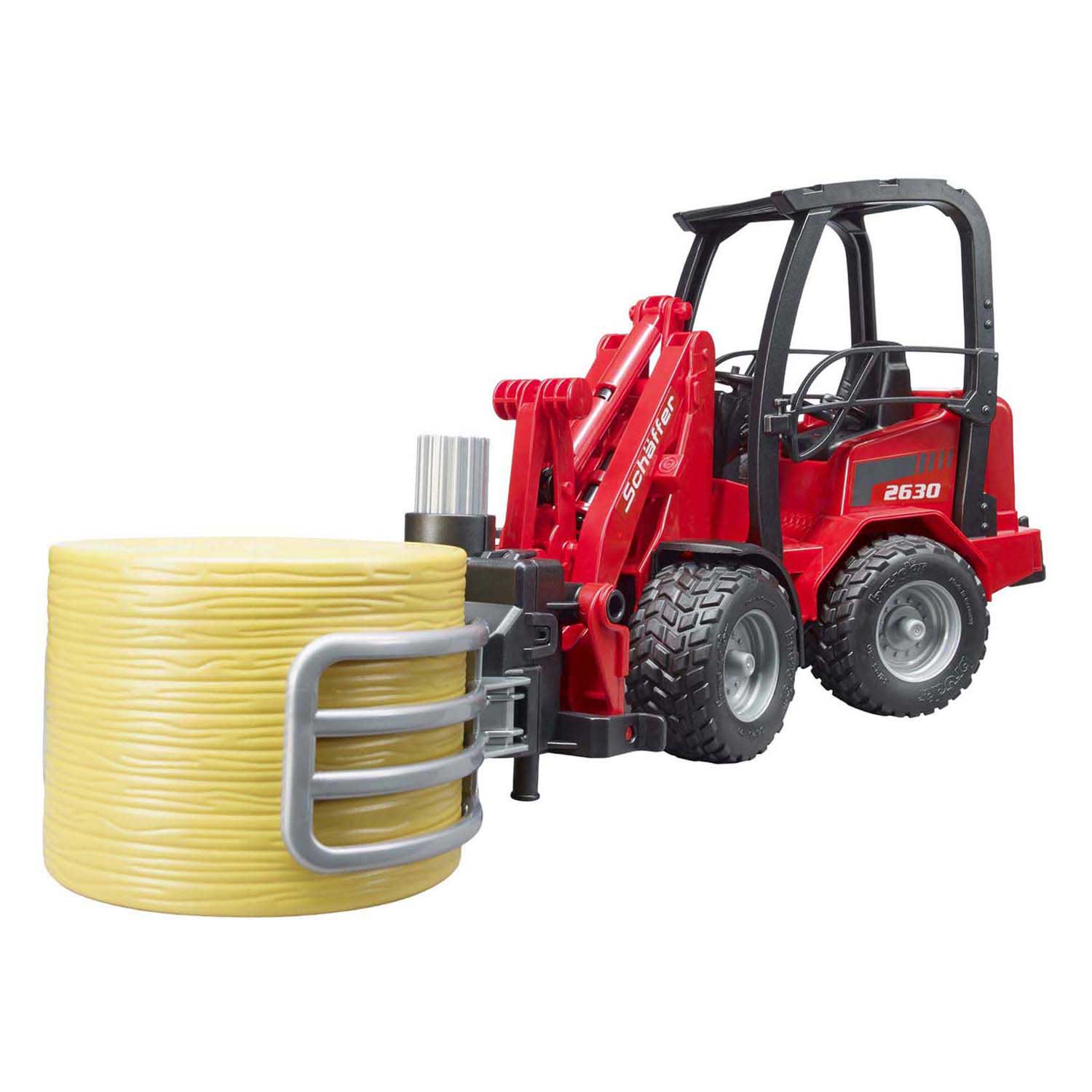 Bruder Schaffer Compactlader 2630 met Hooibalengrijper