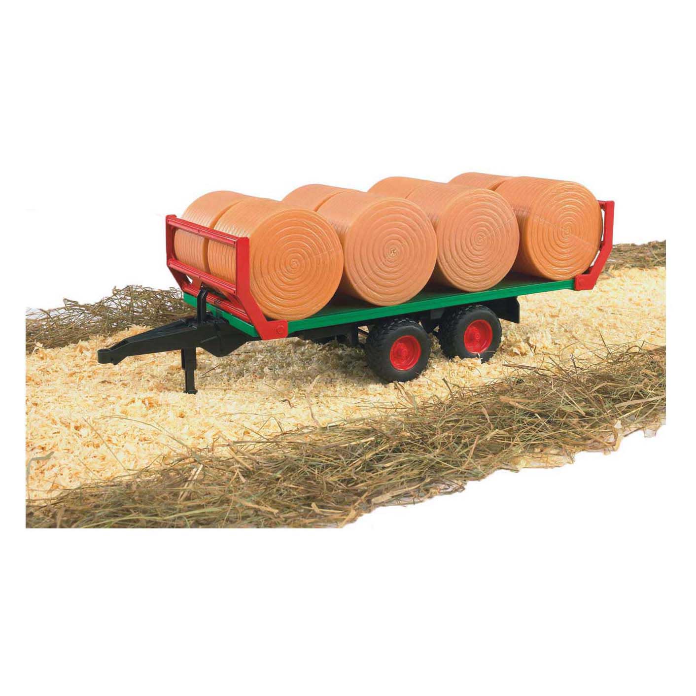 Remorque de transport de balles Bruder avec 8 balles rondes