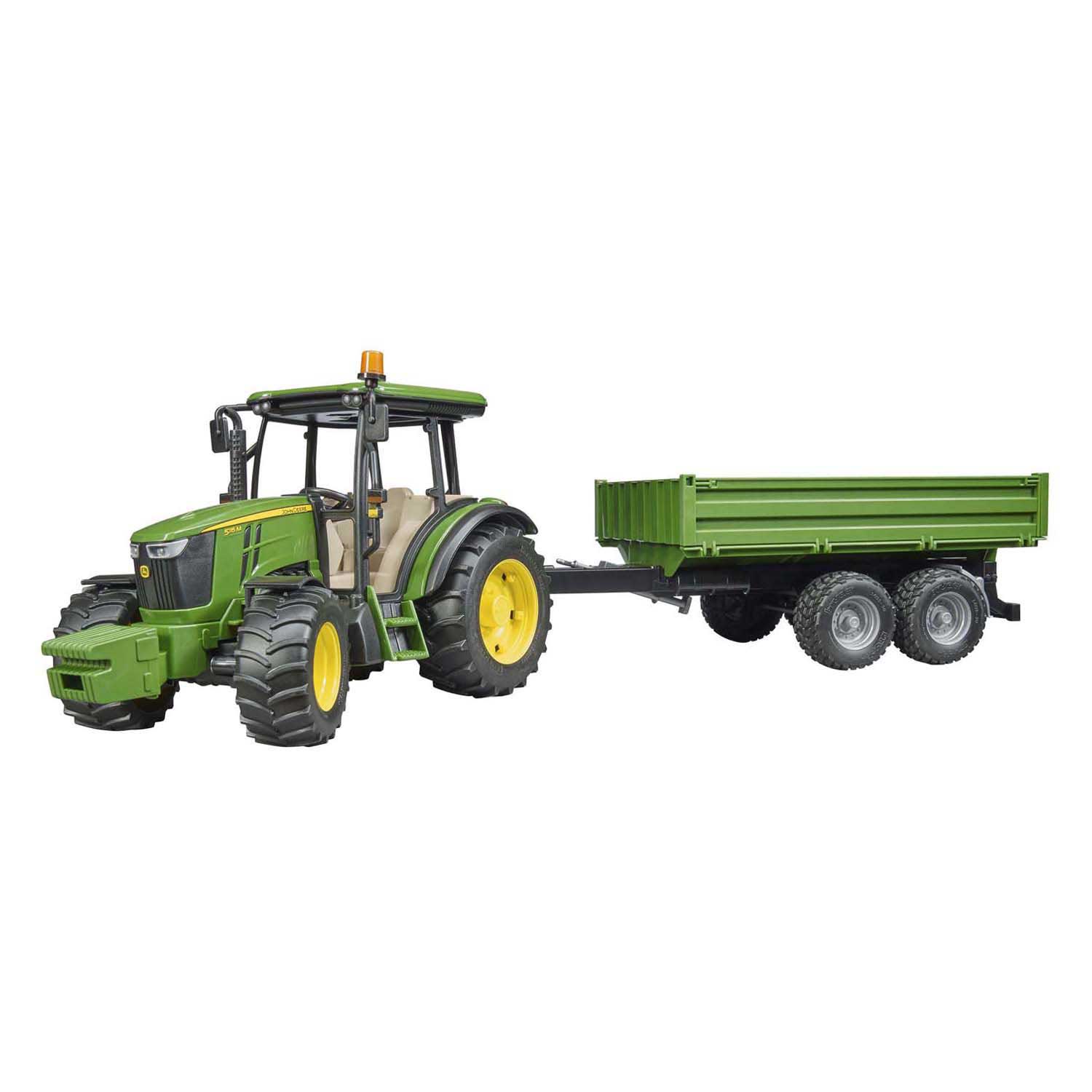 Tracteur Bruder John Deere 5115 M avec remorque