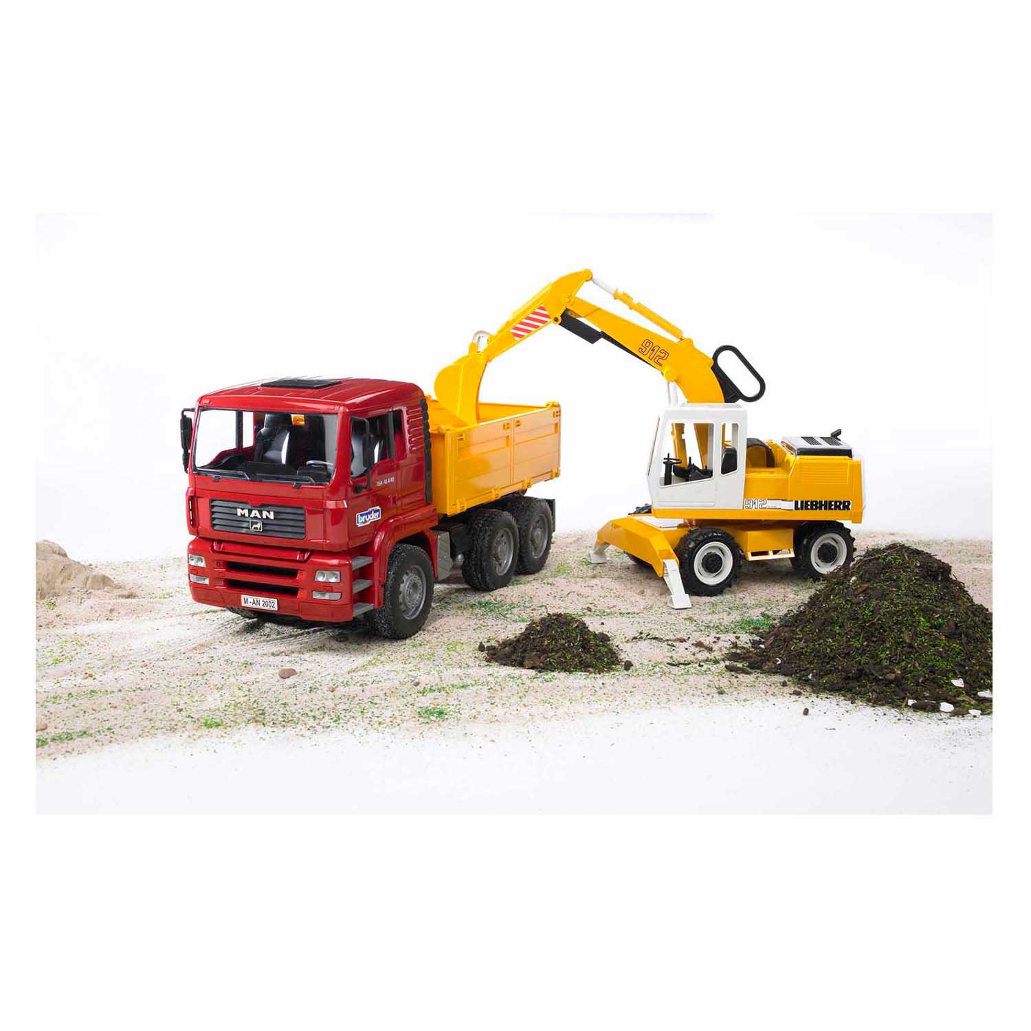 Bruder MAN TGA Kiepwagen met Liebherr Kraan
