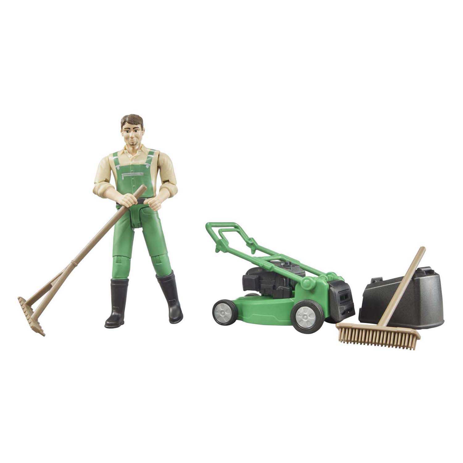 Bruder Bworld Tuinman met Grasmaaier en Tuingereedschap