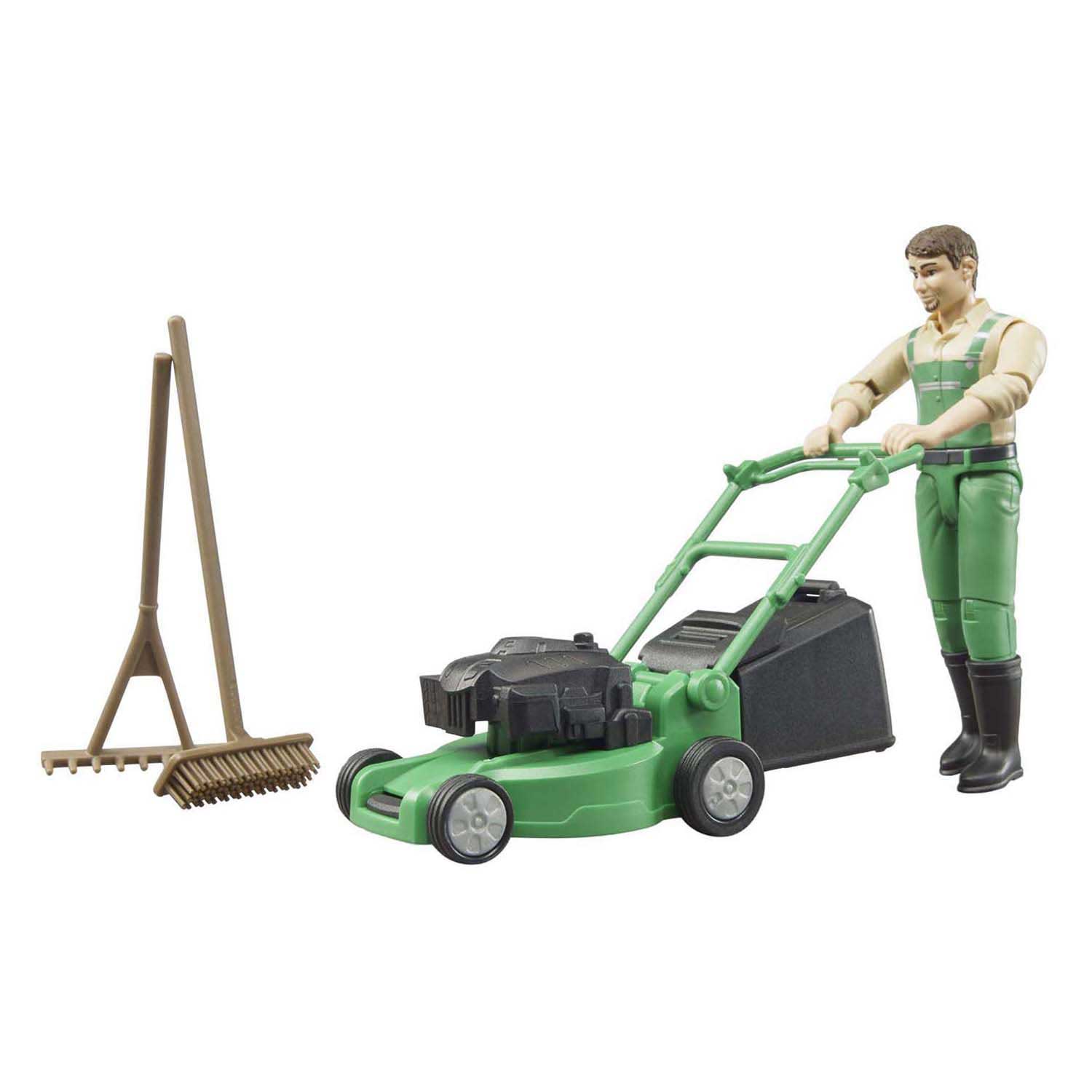 Bruder Bworld Tuinman met Grasmaaier en Tuingereedschap