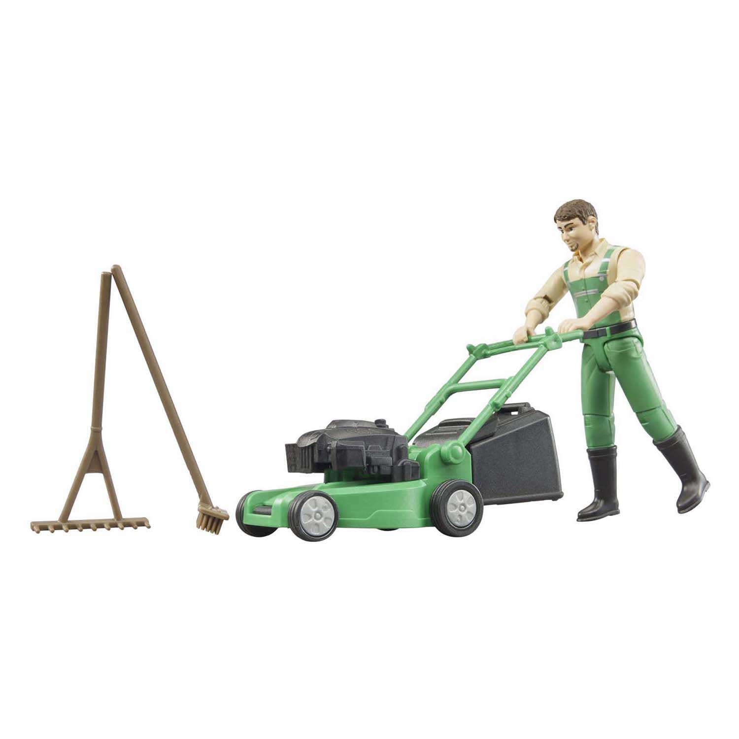 Bruder Bworld Tuinman met Grasmaaier en Tuingereedschap