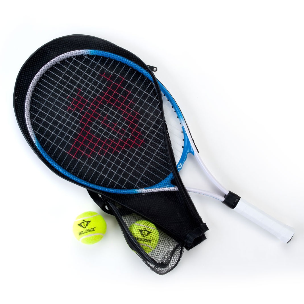 Raquette de Tennis avec Housse et 2 Balles - Bleue