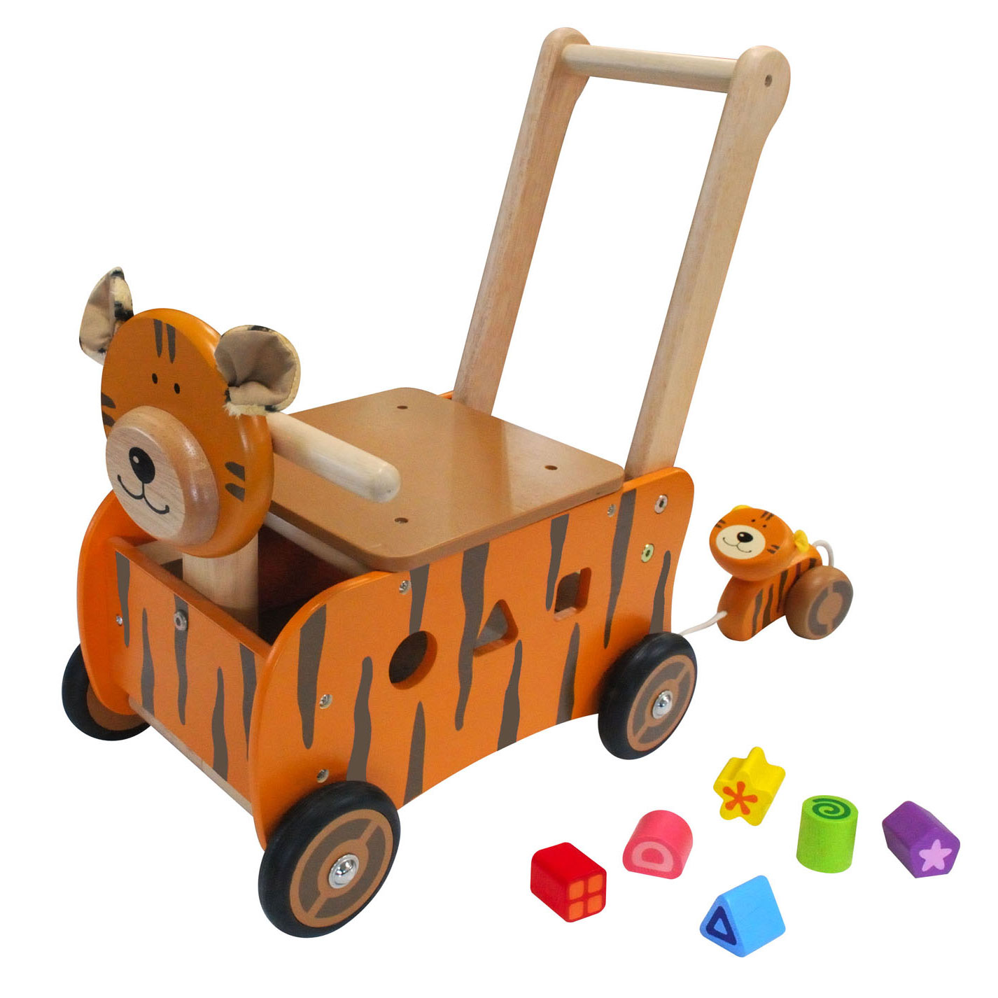 I'm Toy Loop- en Duwwagen Tijger met Trekfiguur