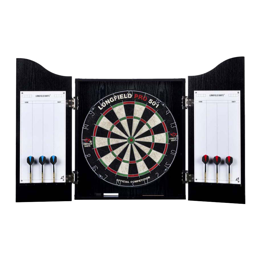 Holzgehäuse mit Sisal Dartboard inkl. Dartset