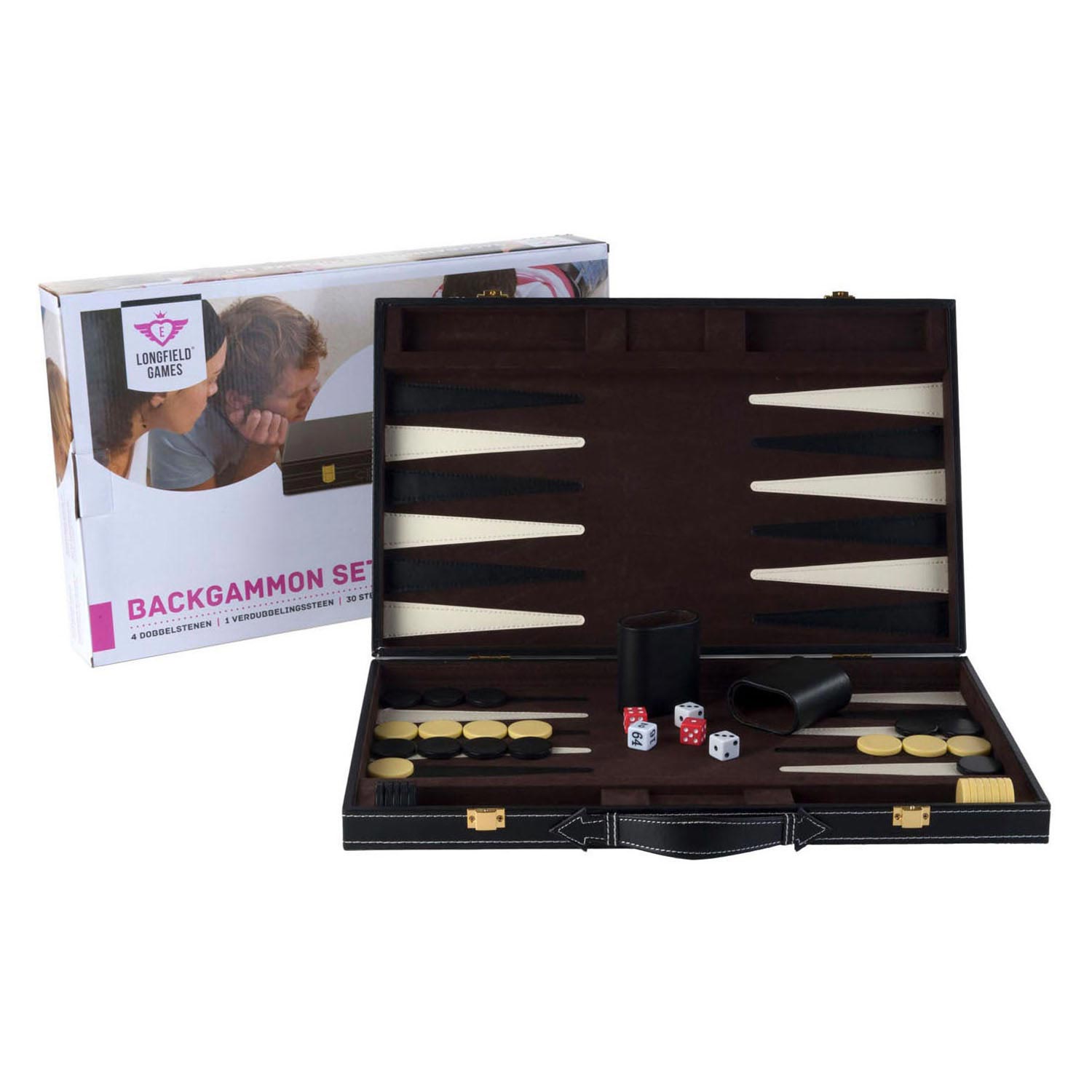 Backgammon 18 Bruin en Ivoor Klassiek Bordspel