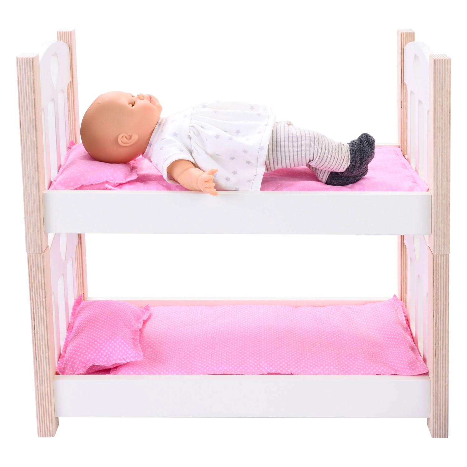 Puppen-Etagenbett rosa/weiß