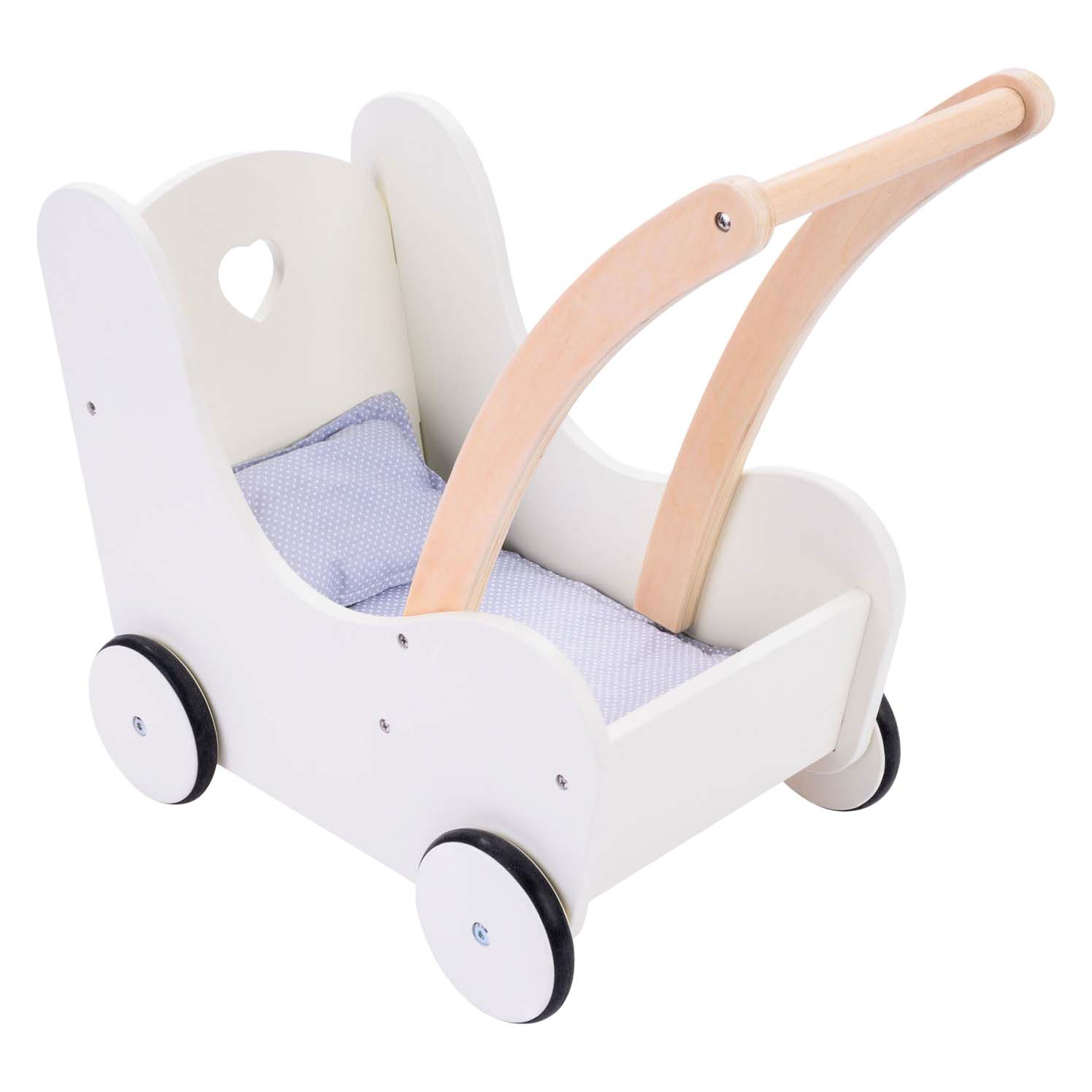 Houten Poppenloopwagen Grijs/Wit