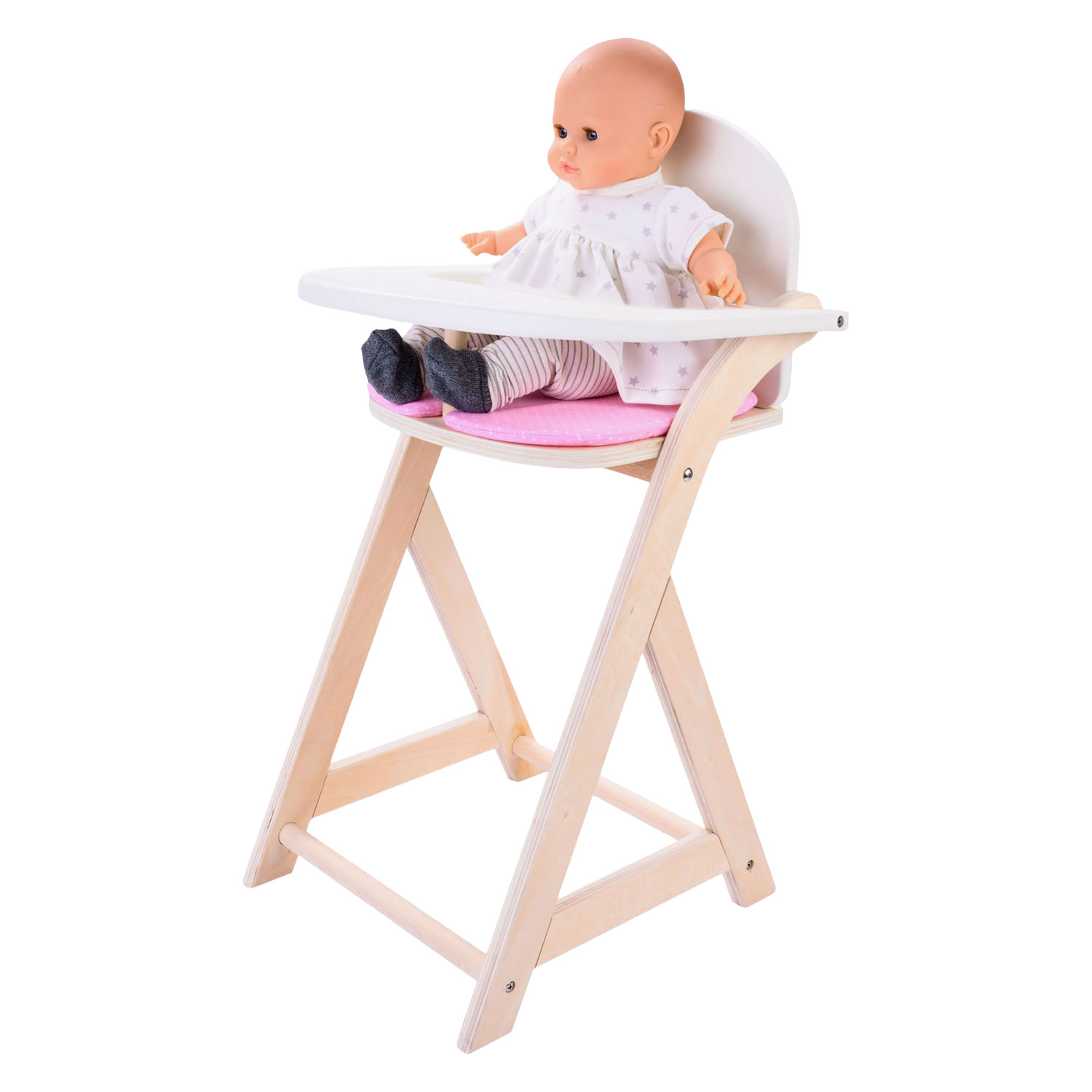 Chaise de poupée rose/blanche