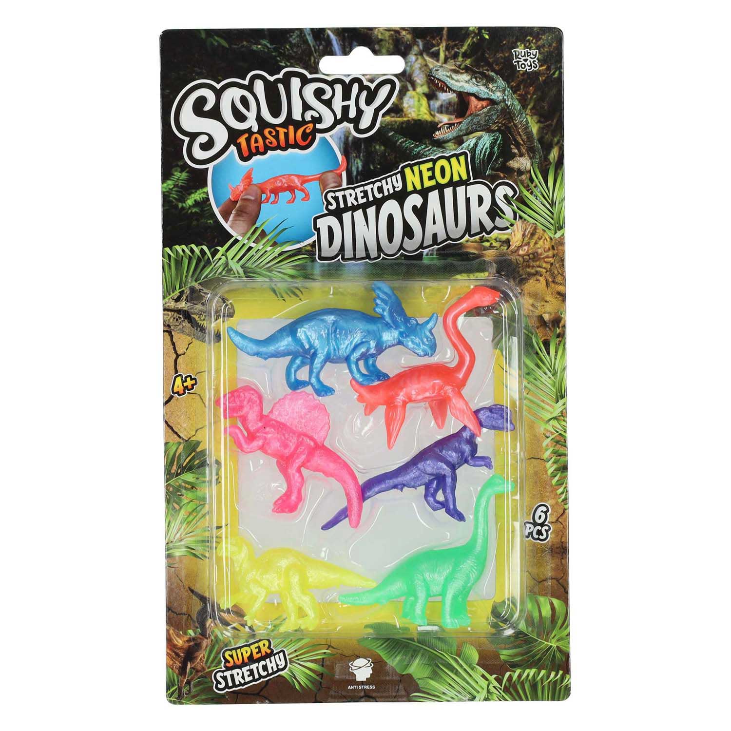 Squishy Tastic Super Stretch Dinos Néon, 6 pcs.