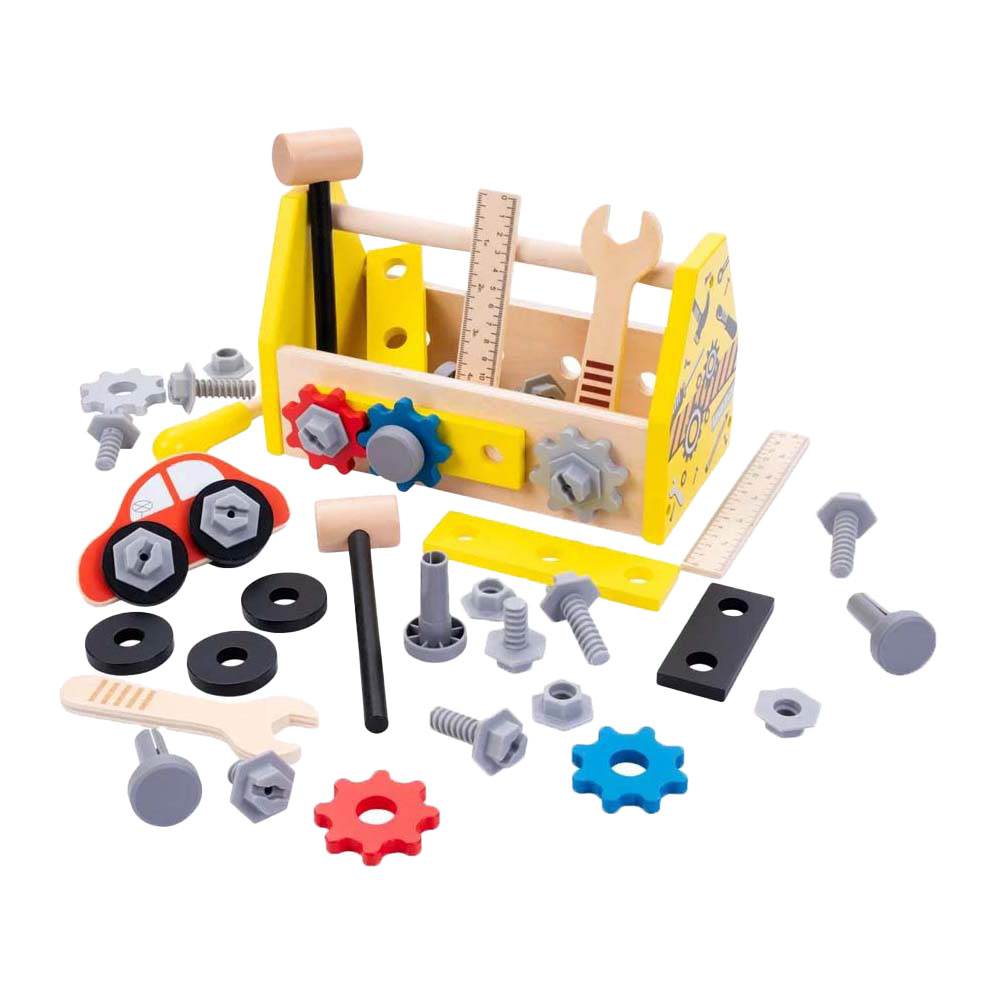 Houten Gereedschapskist Geel, 33dlg