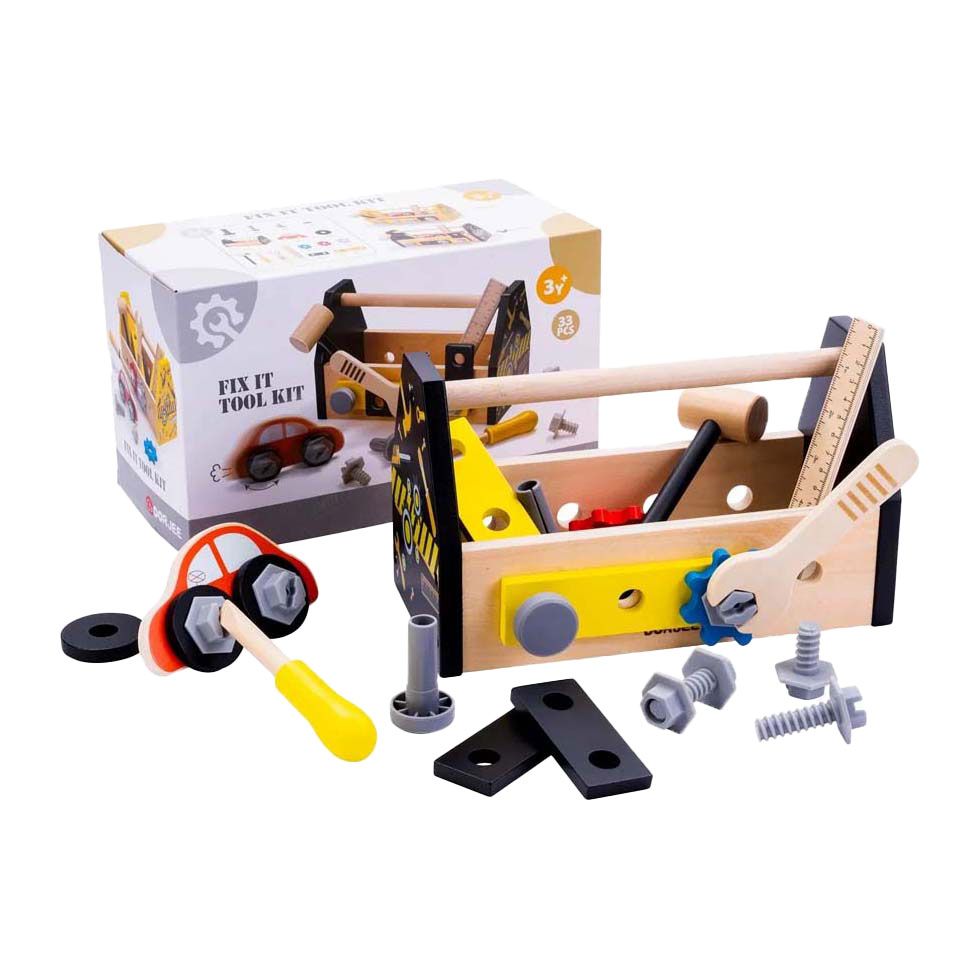 Houten Gereedschapskist Zwart, 33dlg