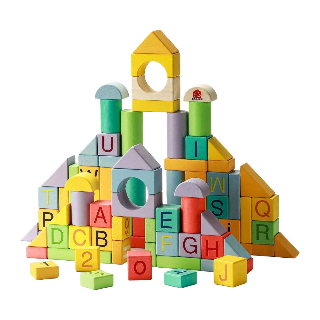 Houten Bouwblokken Kleur, 84st.