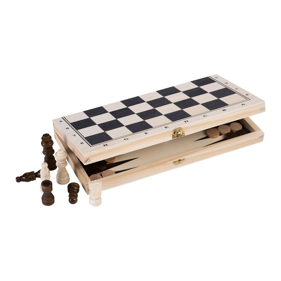 Houten Schaak en Backgammon Set