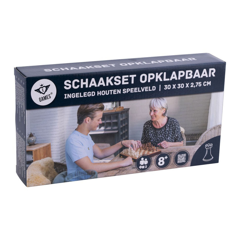 Essenhouten Schaakspel Opklapbaar - 30x30x5,5cm