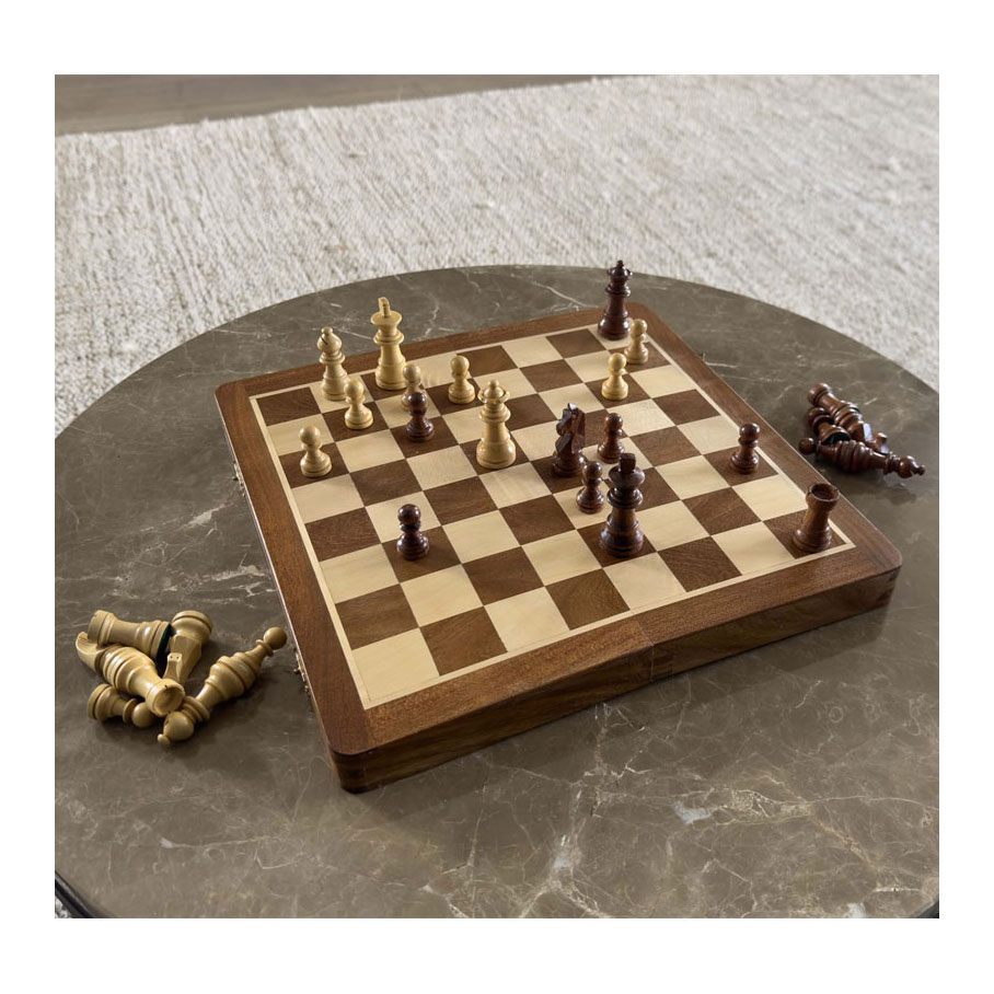 Essenhouten Schaakspel Opklapbaar - 30x30x5,5cm