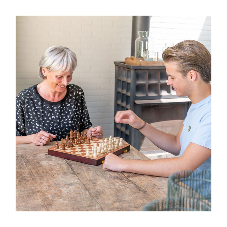 Essenhouten Schaakspel Opklapbaar - 38,5x38,5x5,8cm