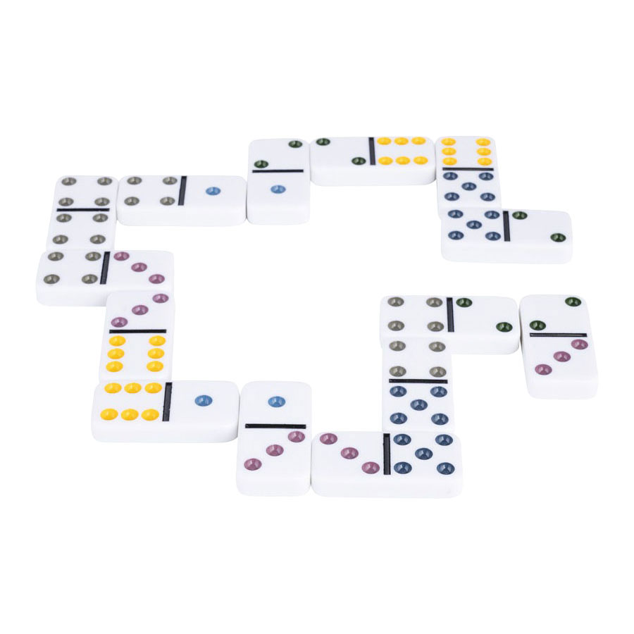 Domino Dubbel in Blik - 28 Stenen met Gekleurde Ogen