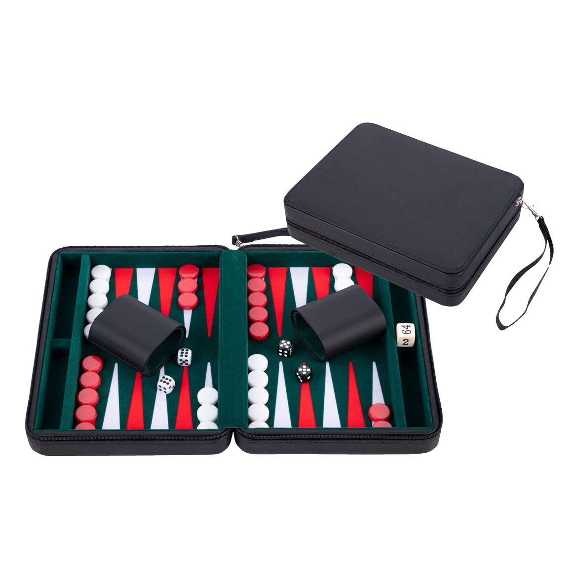 Backgammon Reisspel met Rits - Zwart