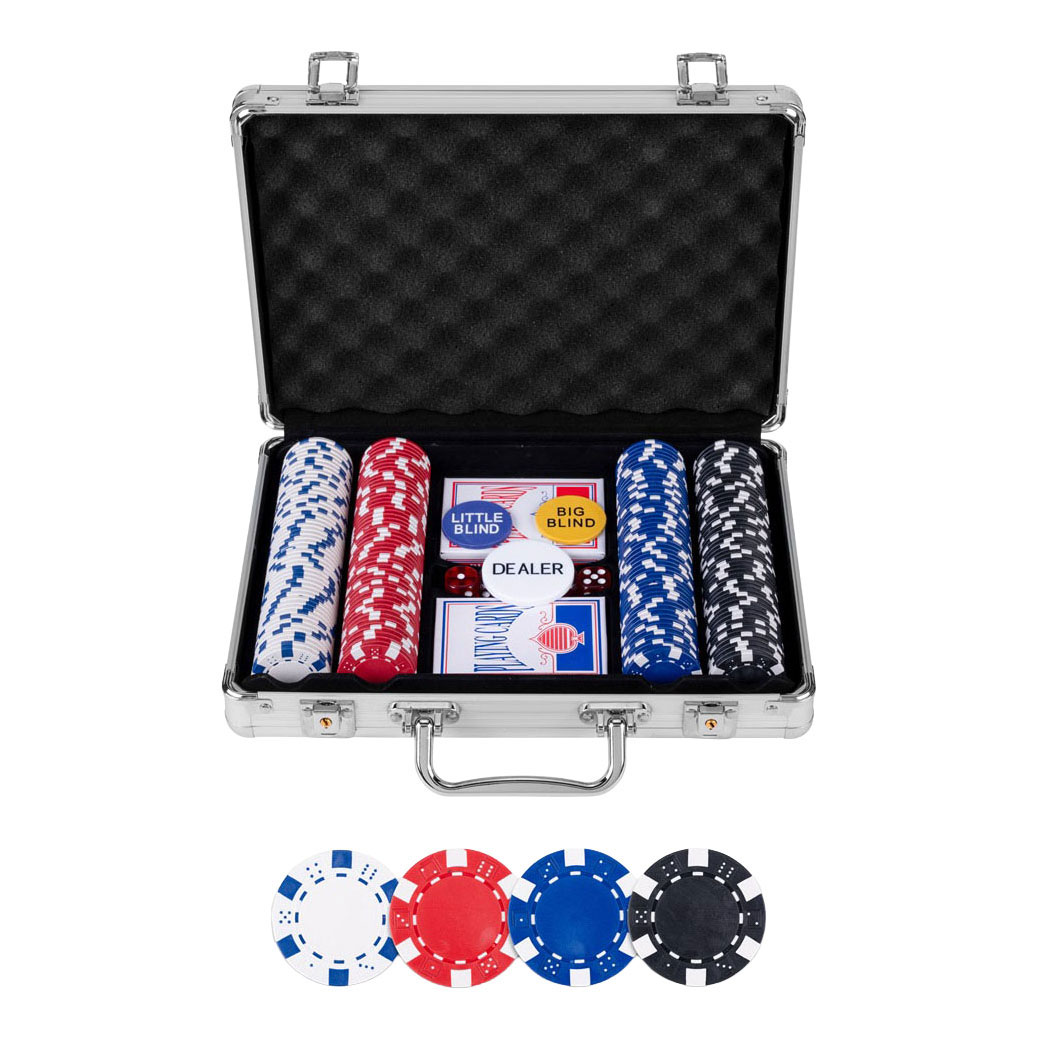 Pokerset in Zilveren Koffer - 200 Chips