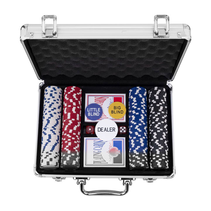 Pokerset in Zilveren Koffer - 200 Chips