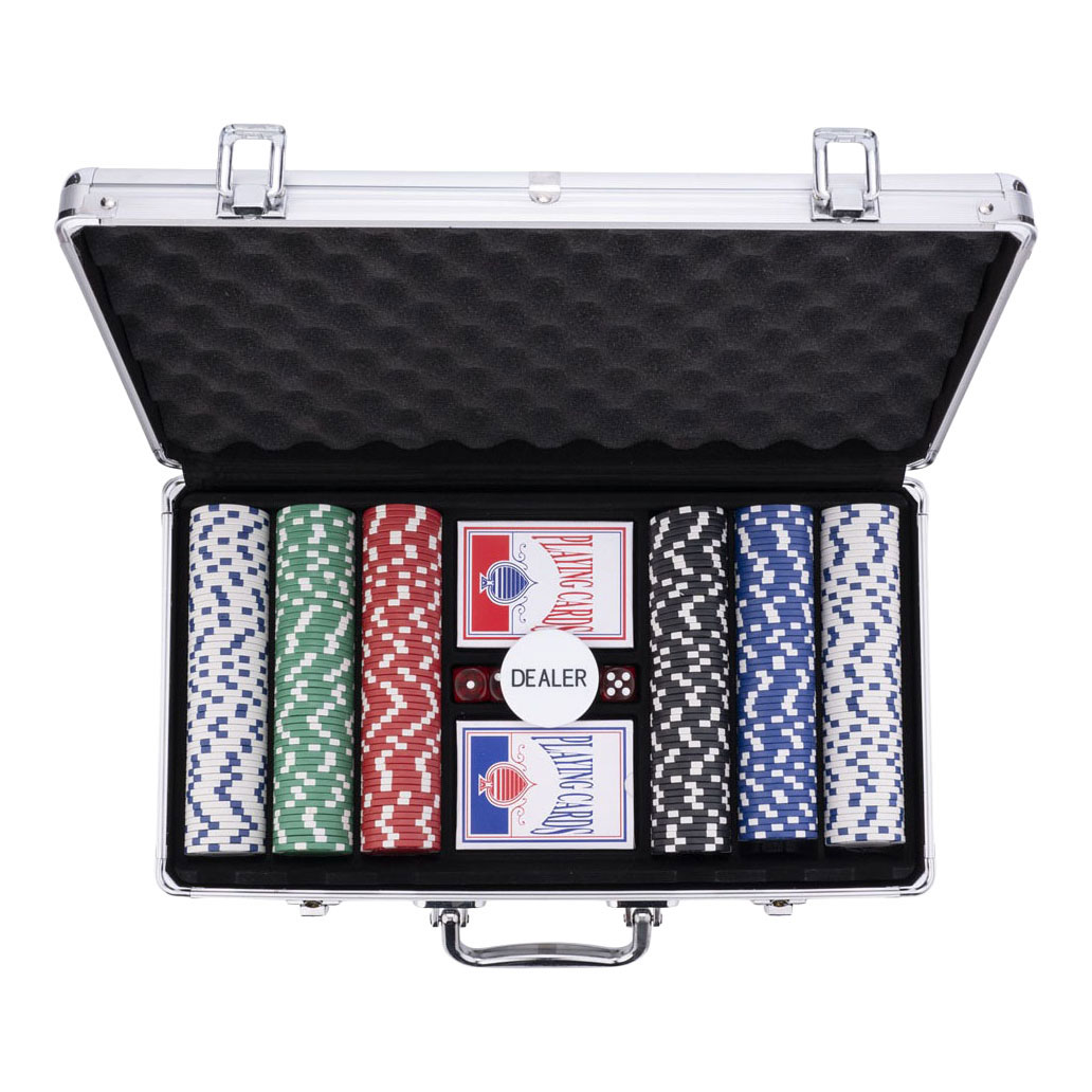 Pokerset in Zilveren Koffer - 300 Chips