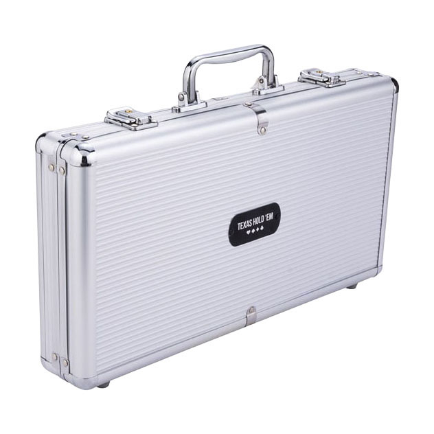 Pokerset in Zilveren Koffer - 300 Chips