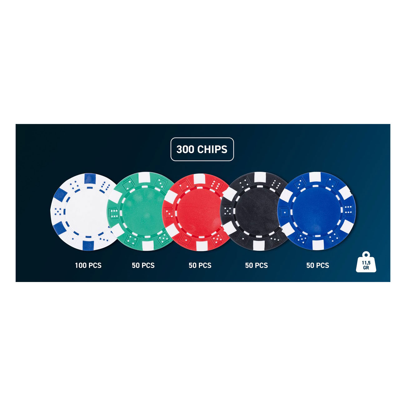 Pokerset in Zilveren Koffer - 300 Chips