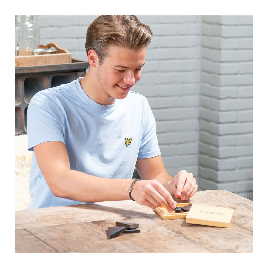 Houten Tangram in Doosje - 13x13cm