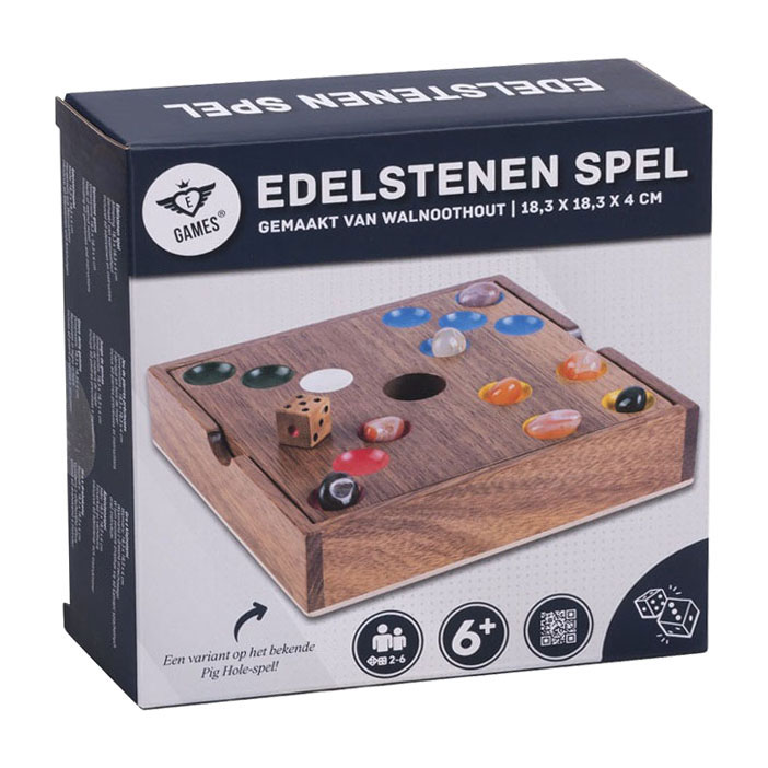 Edelstenen Spel van Walnotenhout - 2 tot 6 Spelers