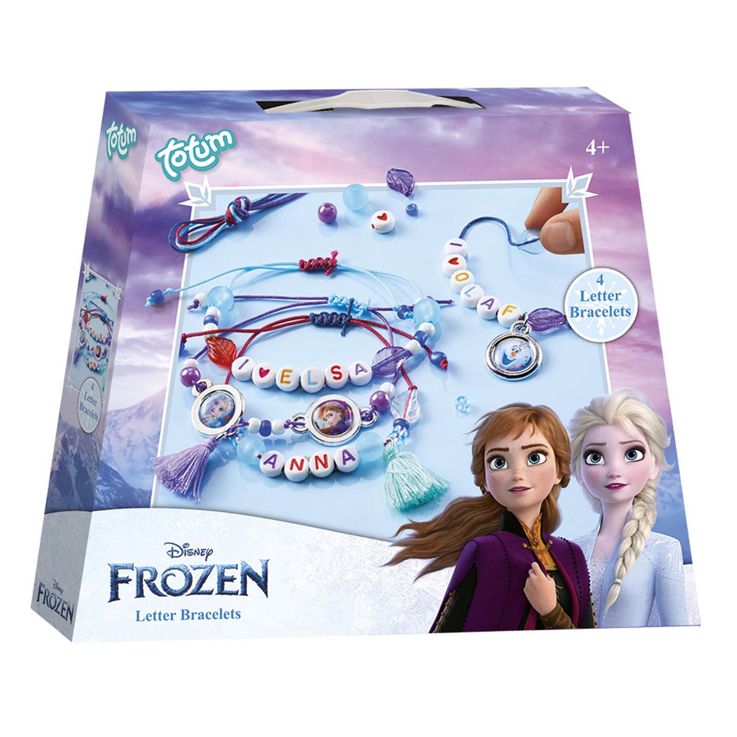 Totum Disney Frozen - 4 letter armbandjes maken - Letter Bracelets - Anna en Elsa sieradenset - cadeautip