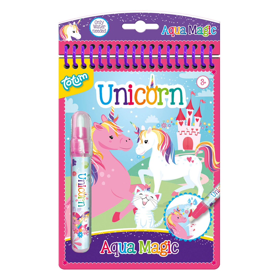 Totum Unicorn junior water kleur boekje - herbruikbaar magisch vakantie boek - kleuren 16 x 21 cm Aqua Magic