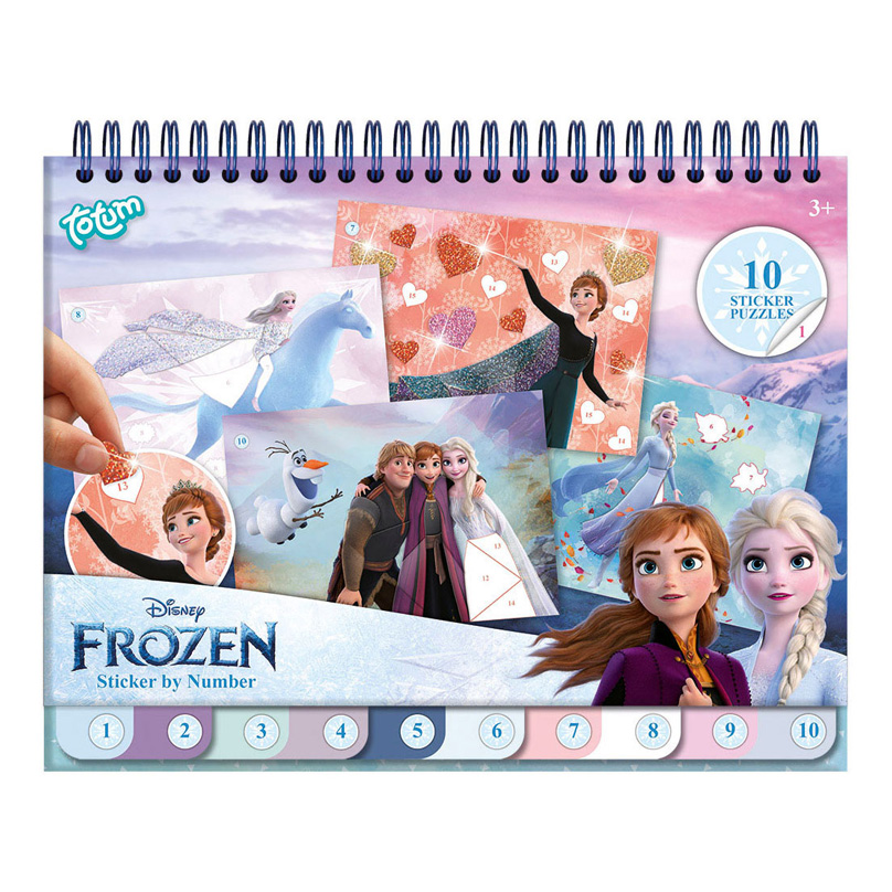 Disney Frozen Totum doeboek stickerboek puzzelboek - stickeren op nummer en kleurboekje - sticker by number vakantie boek