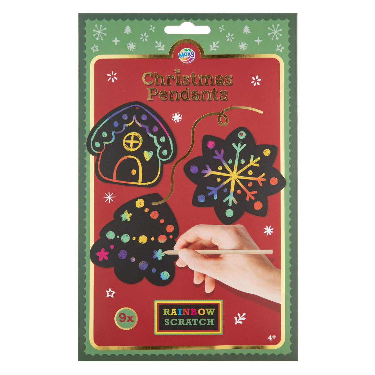 Ornement de Noël arc-en-ciel à gratter, 8,5 cm - 9 pièces.