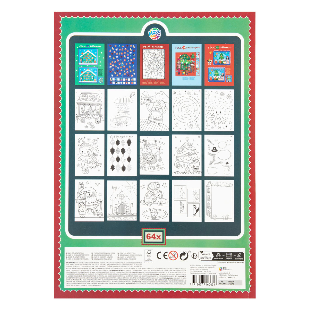 Livre de coloriage et d'activités de Noël - 64 pages
