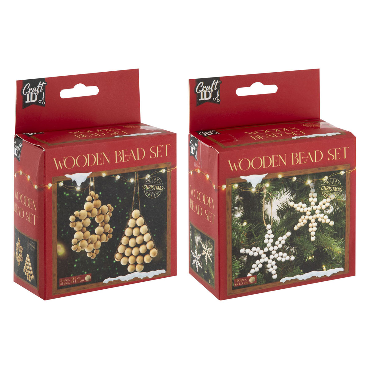 Ensemble de décorations de Noël en perles de bois