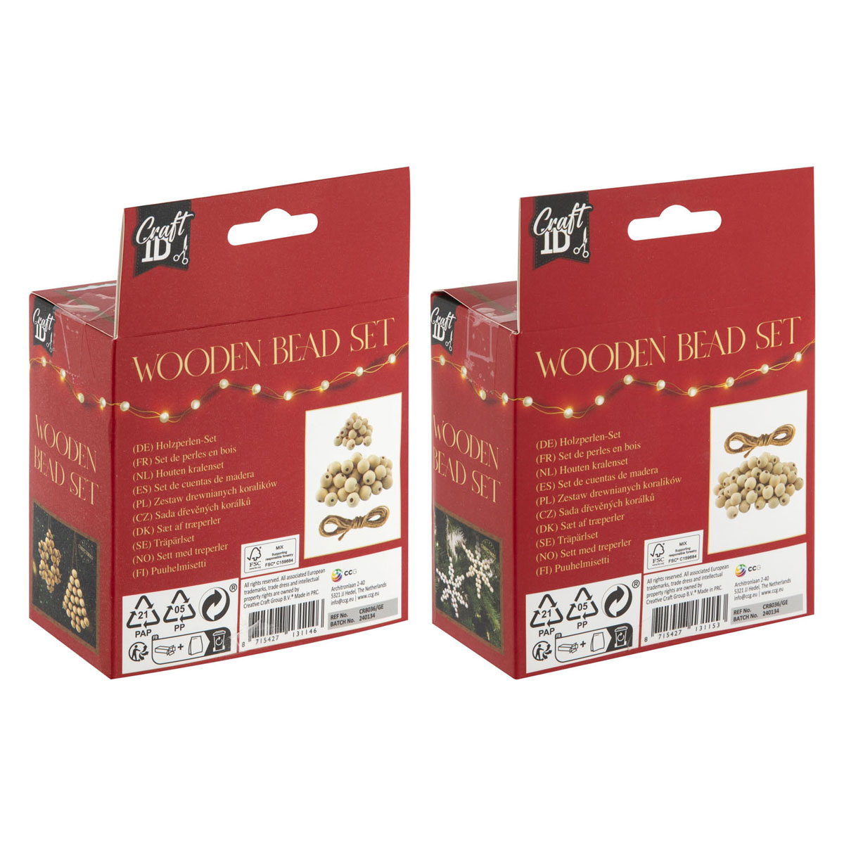 Ensemble de décorations de Noël en perles de bois