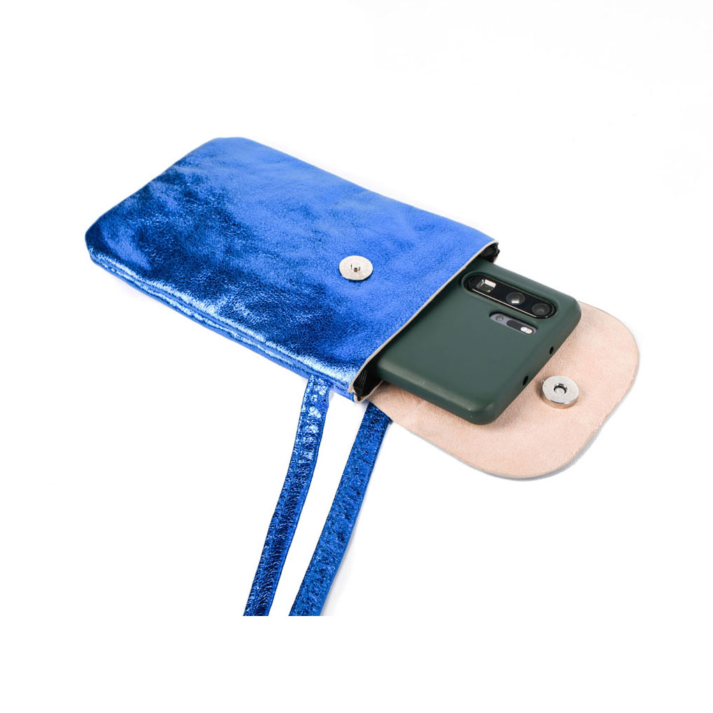 Create It! Smartphone-Tasche mit Reißverschluss – Blau/Silber