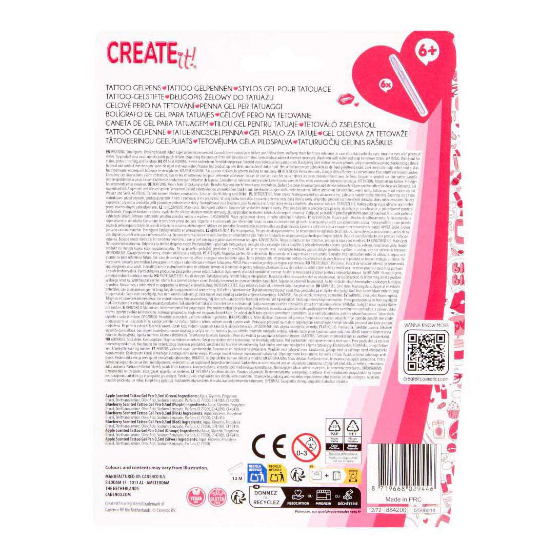 Create it! Tattoo Gelpennen, 6st.