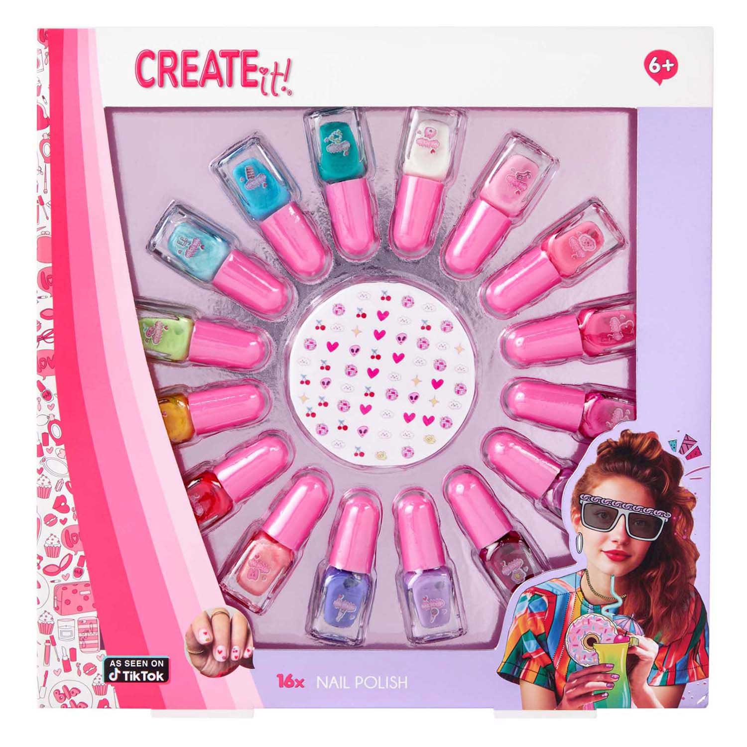 Create It! Set de vernis à ongles beauté avec roue, 16 pcs.